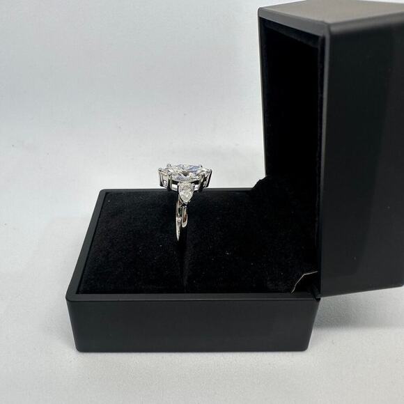 Moissanite Diamond Engagement Ring Marquis Cut Pear Three Stone GRA 18K Size 8 - Picture 10 of 11